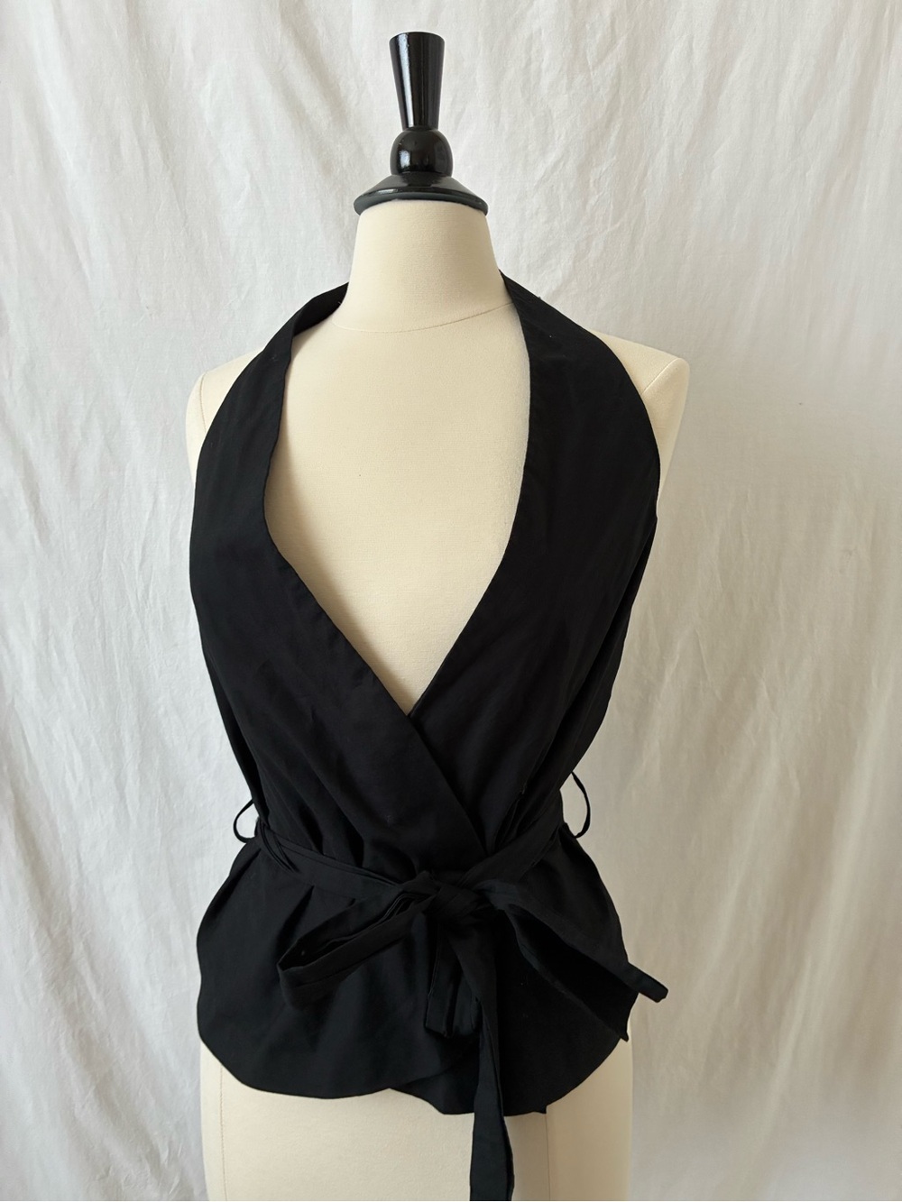 Black Zara Front Tie Halter Top